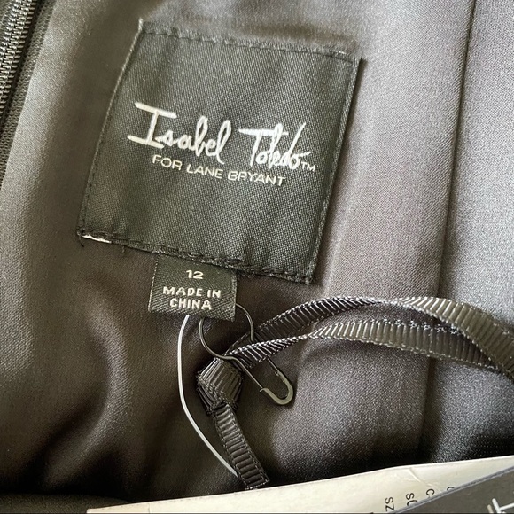 Isabel Toledo x Lane Bryant NWT Deco Seamed Fishtail Midi Dress Black Size 12 - Picture 7 of 8